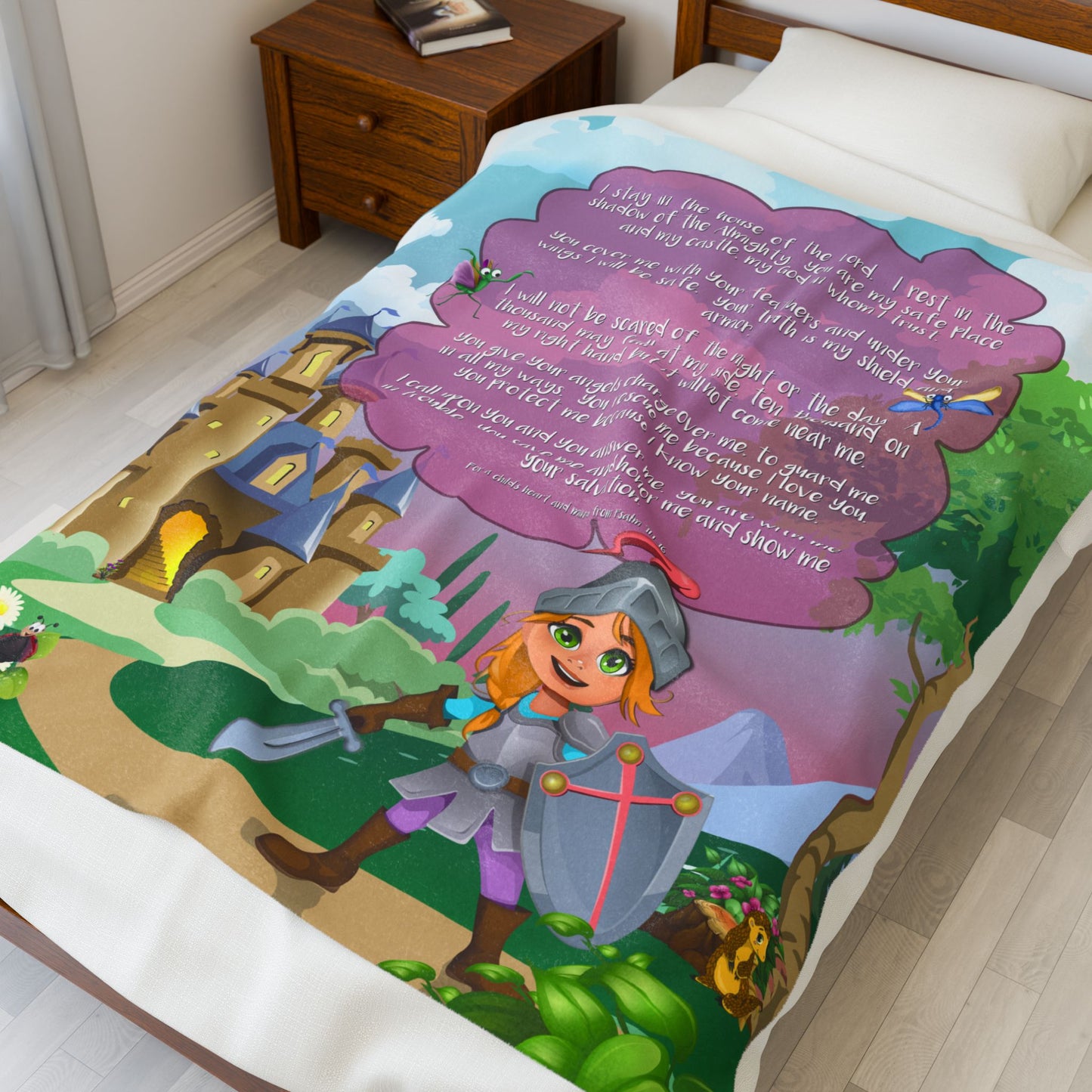 Plush Velveteen Blanket - Becky Psalm 91