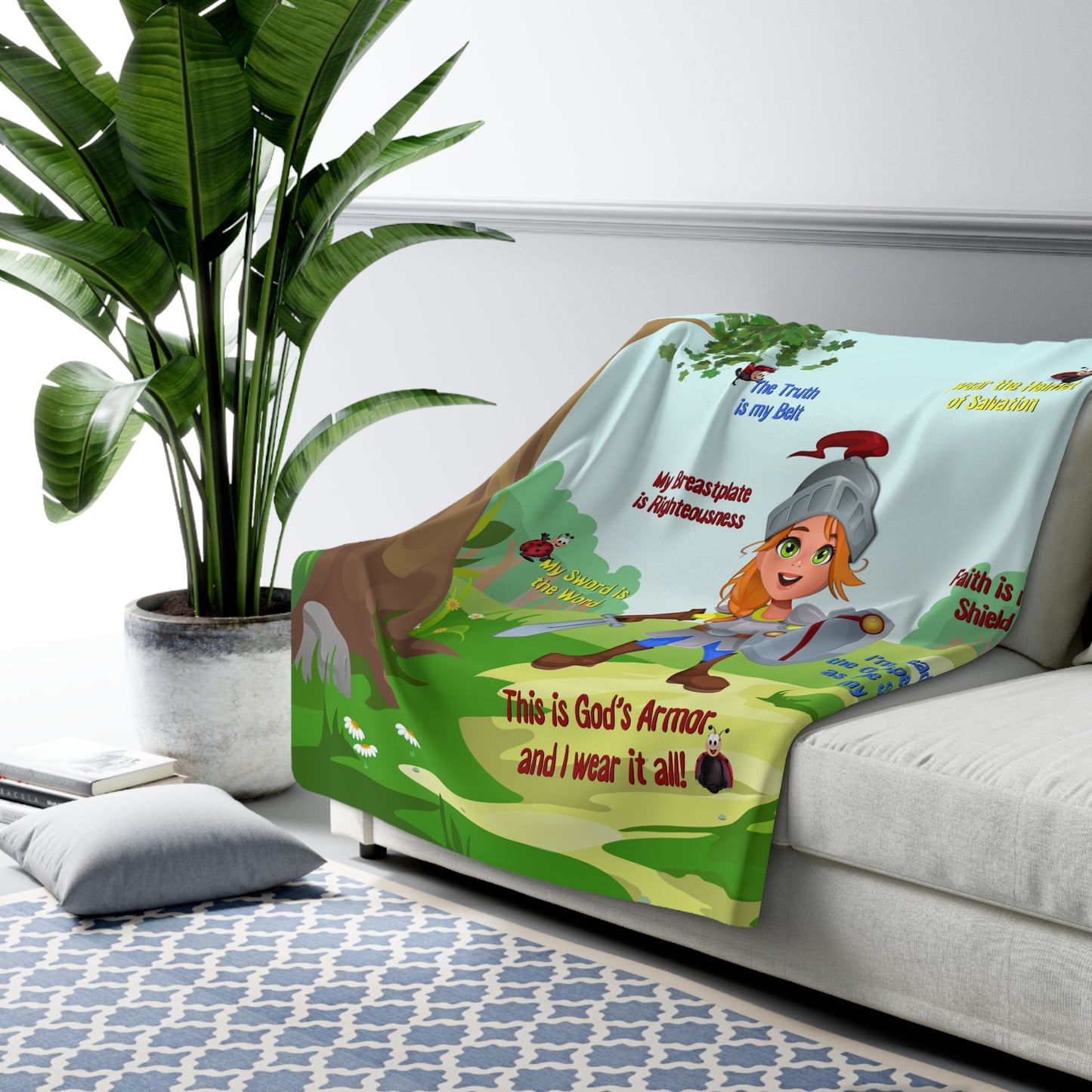Sherpa Fleece Blanket - Becky & the Armor of God
