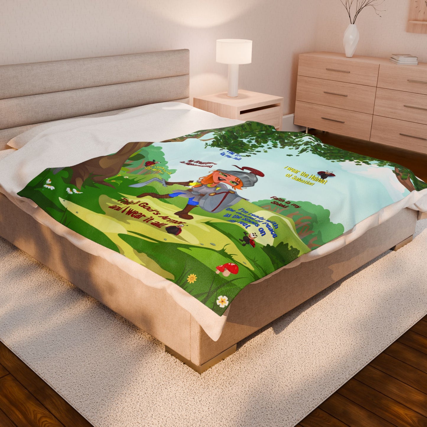 Plush Velveteen Blanket - Becky & the Armor of God