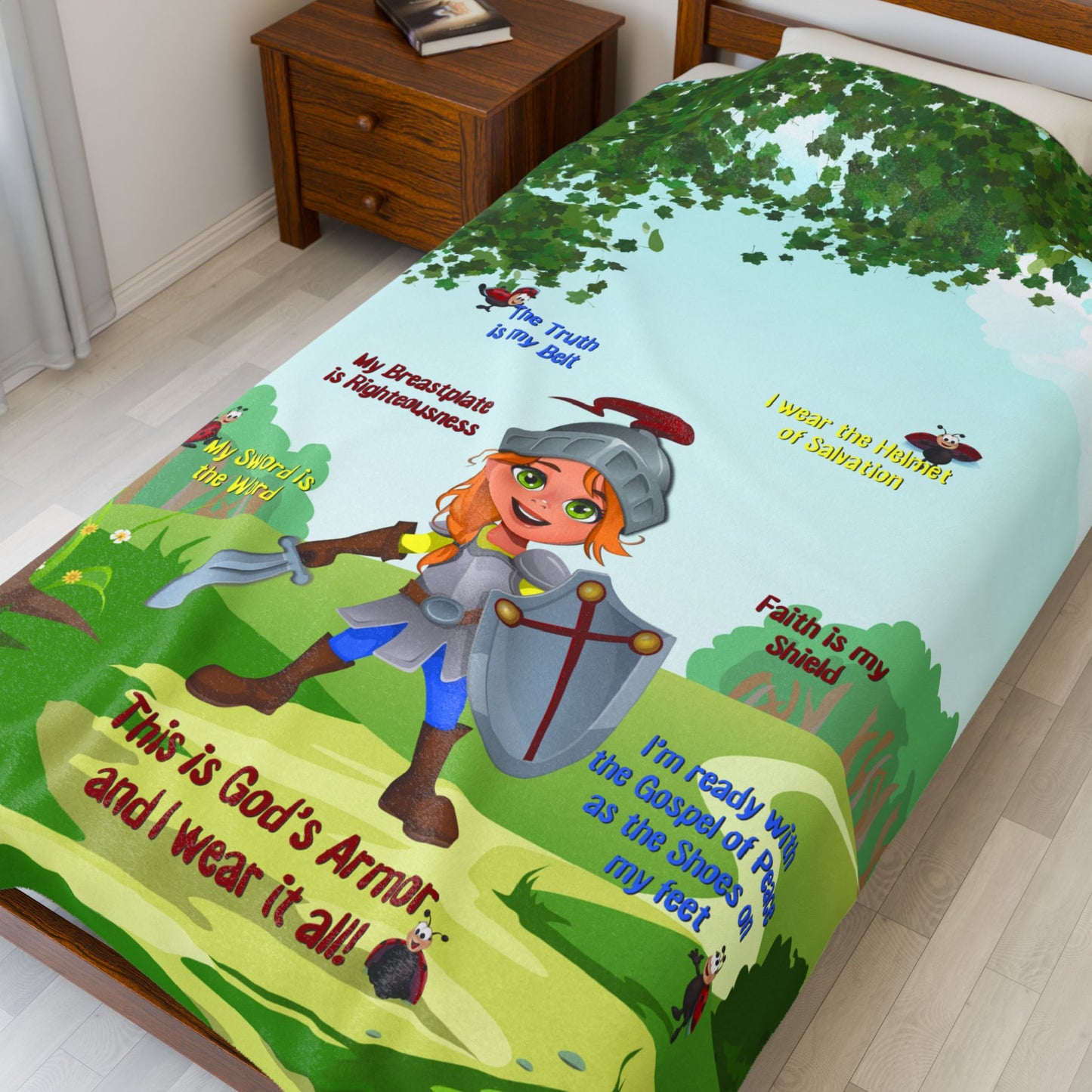 Plush Velveteen Blanket - Becky & the Armor of God