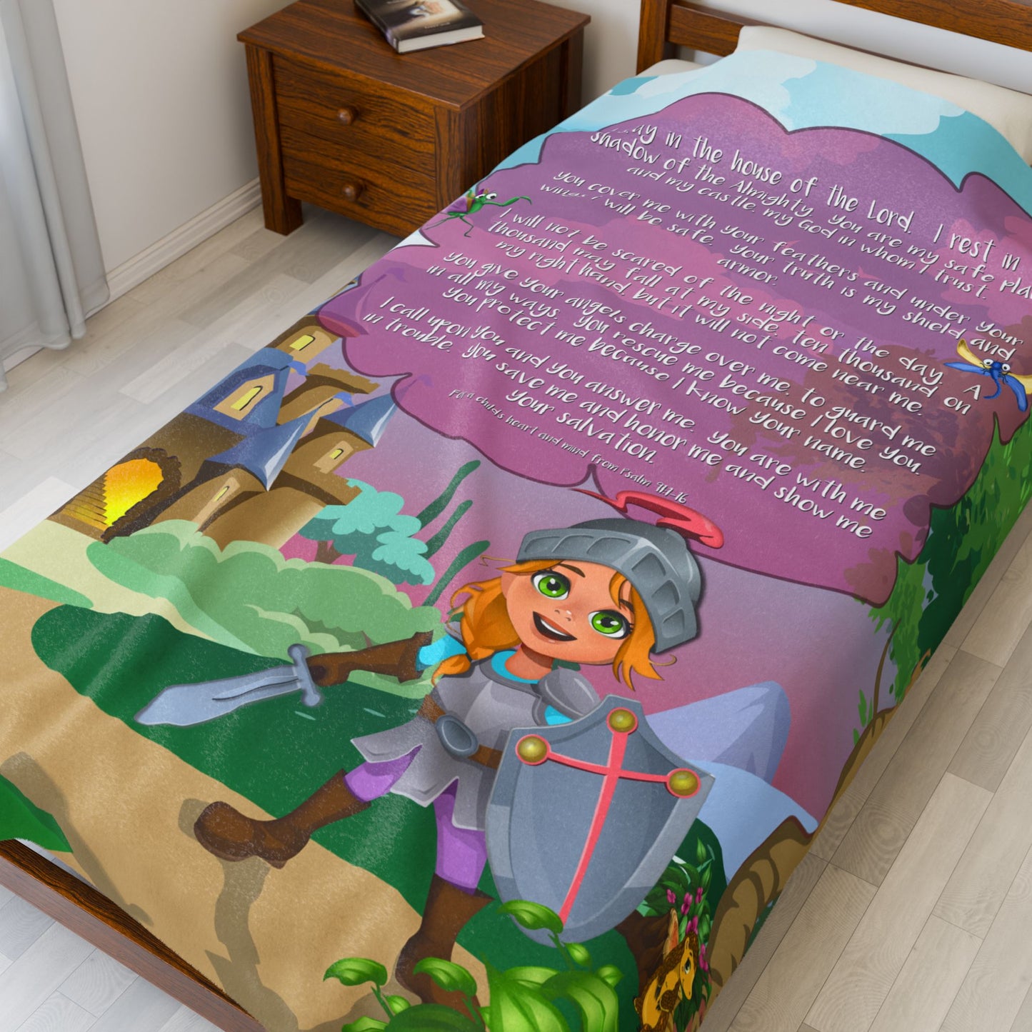 Plush Velveteen Blanket - Becky Psalm 91