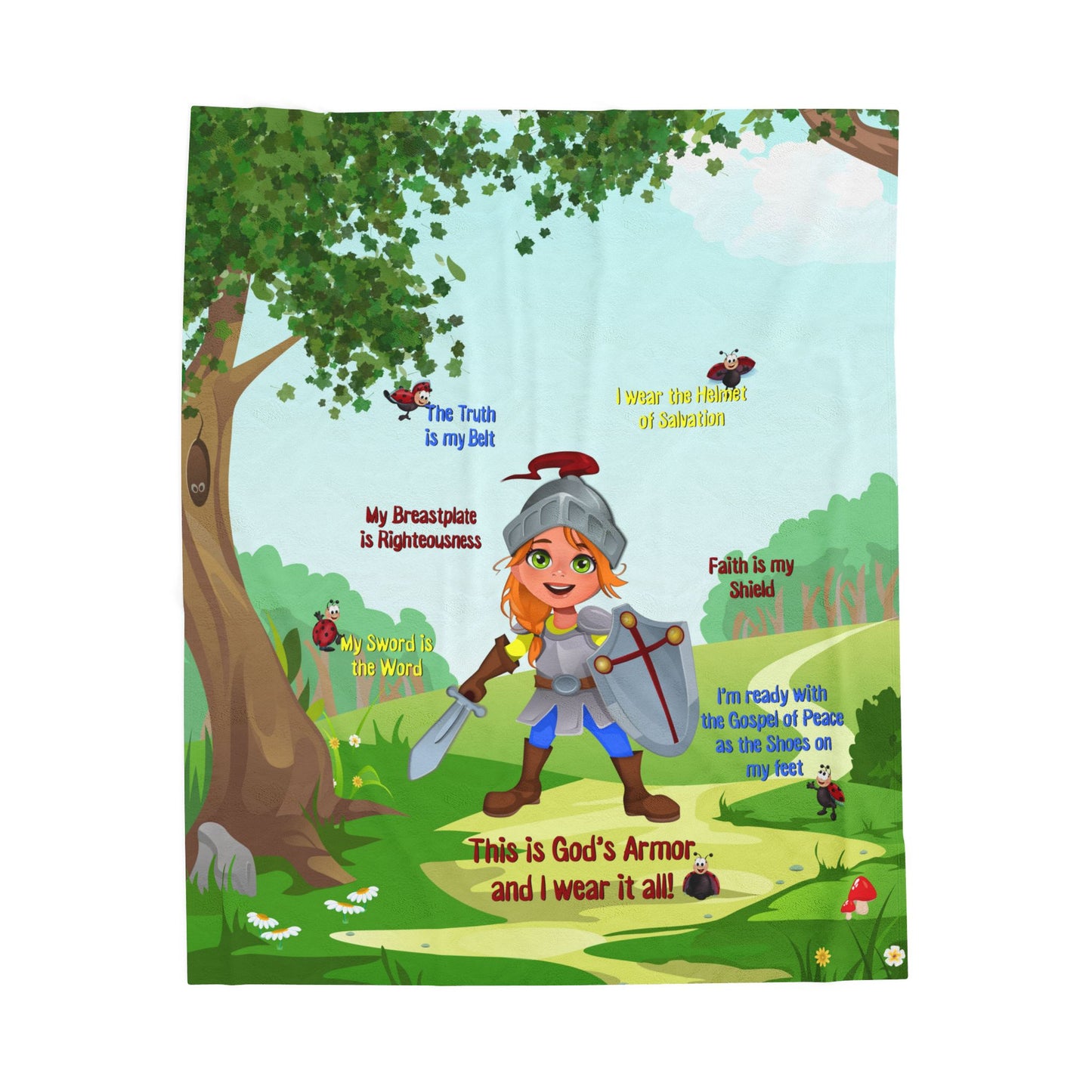 Plush Velveteen Blanket - Becky & the Armor of God