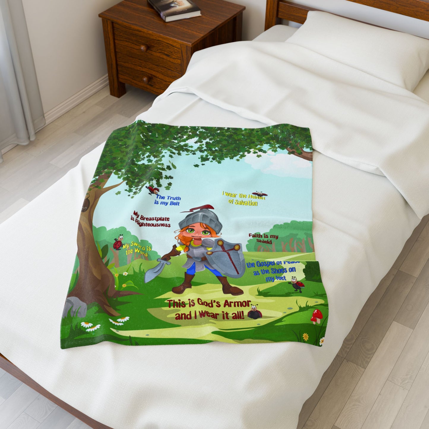 Plush Velveteen Blanket - Becky & the Armor of God