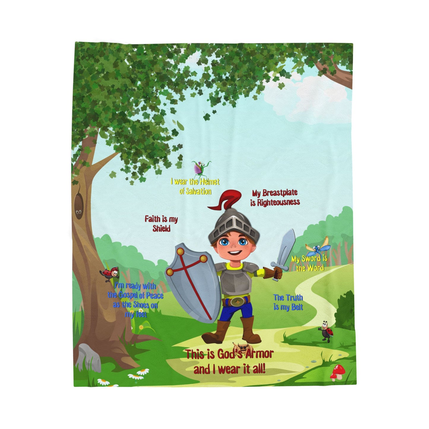 Plush Velveteen Blanket - Benjamin & the Armor of God