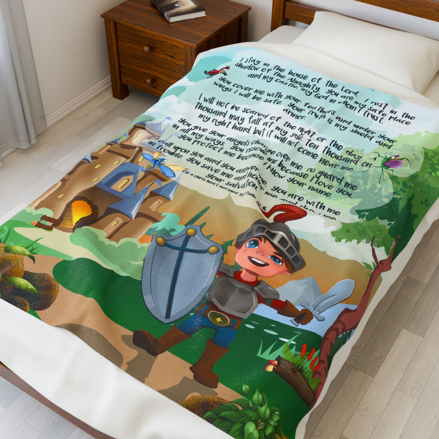 Plush Velveteen Blanket - Benjamin Psalm91