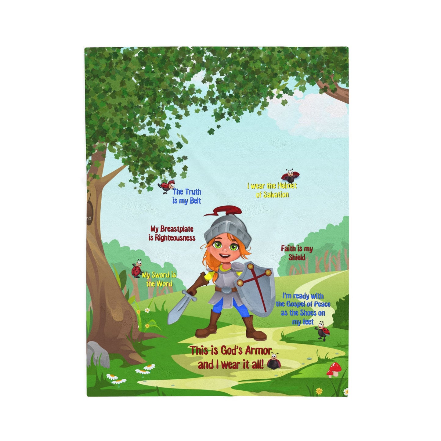 Plush Velveteen Blanket - Becky & the Armor of God
