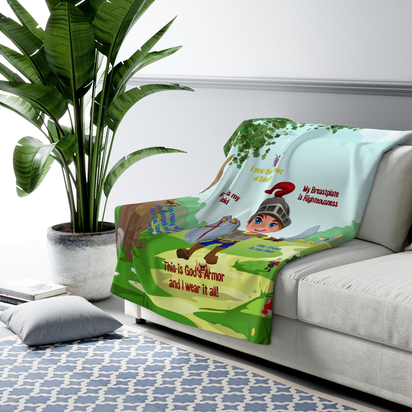 Sherpa Fleece Blanket - Benjamin & the Armor of God