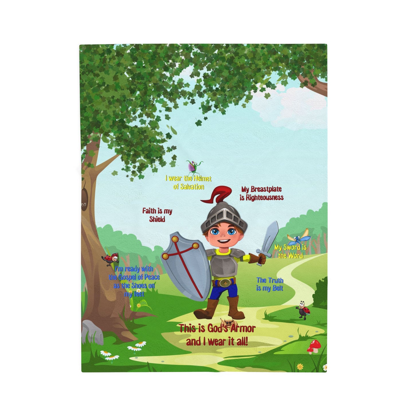 Plush Velveteen Blanket - Benjamin & the Armor of God