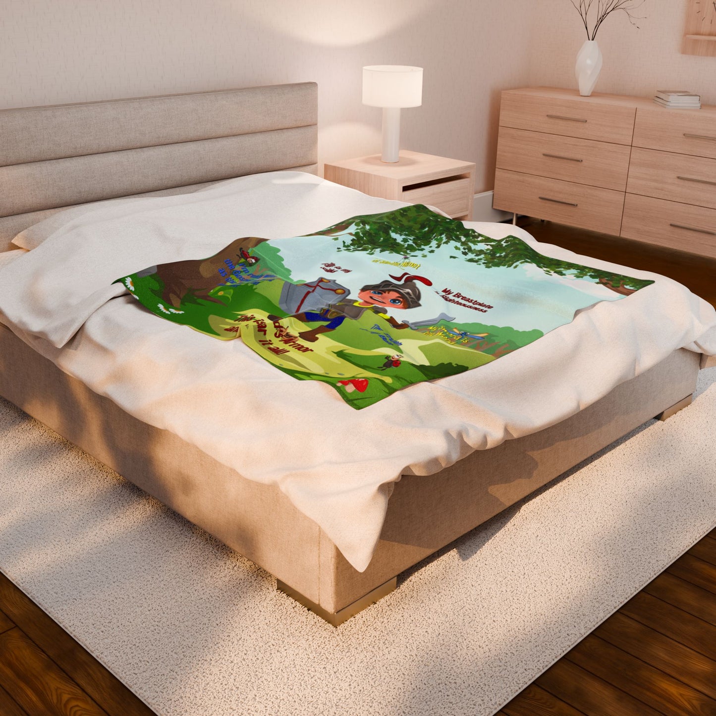 Plush Velveteen Blanket - Benjamin & the Armor of God