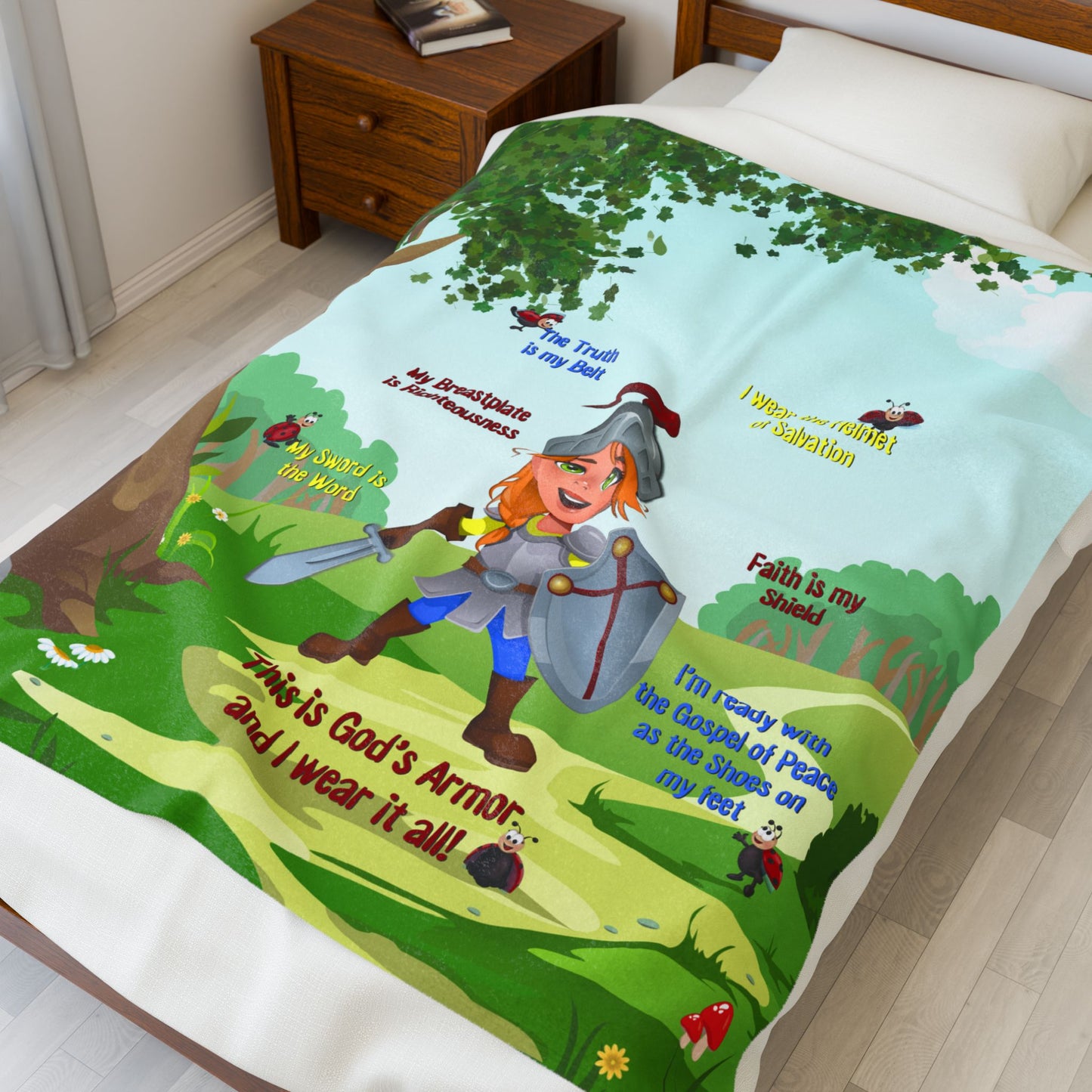 Plush Velveteen Blanket - Becky & the Armor of God