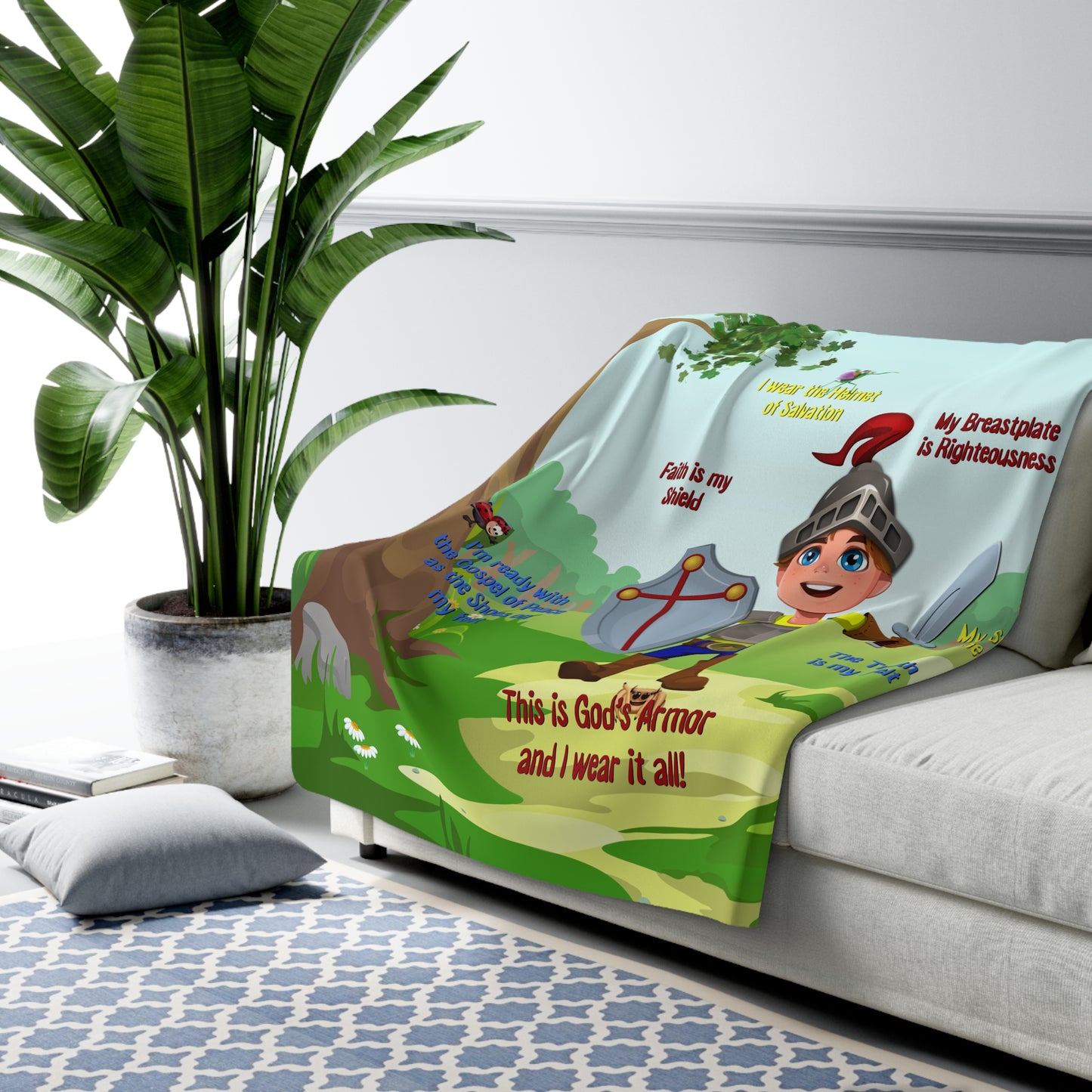 Sherpa Fleece Blanket - Benjamin & the Armor of God