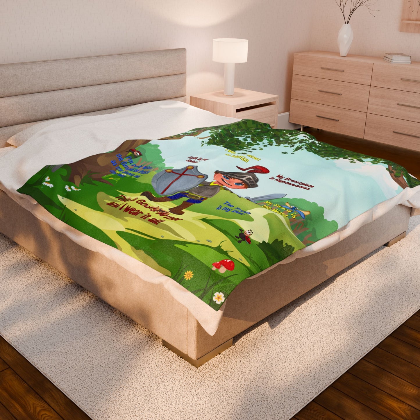 Plush Velveteen Blanket - Benjamin & the Armor of God